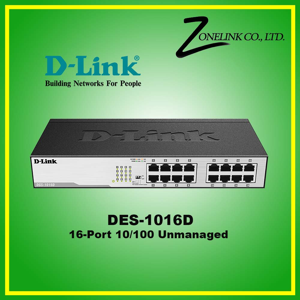 DES-1016D 16-Port Fast Ethernet Desktop/Rackmount Switch in Metal Casing