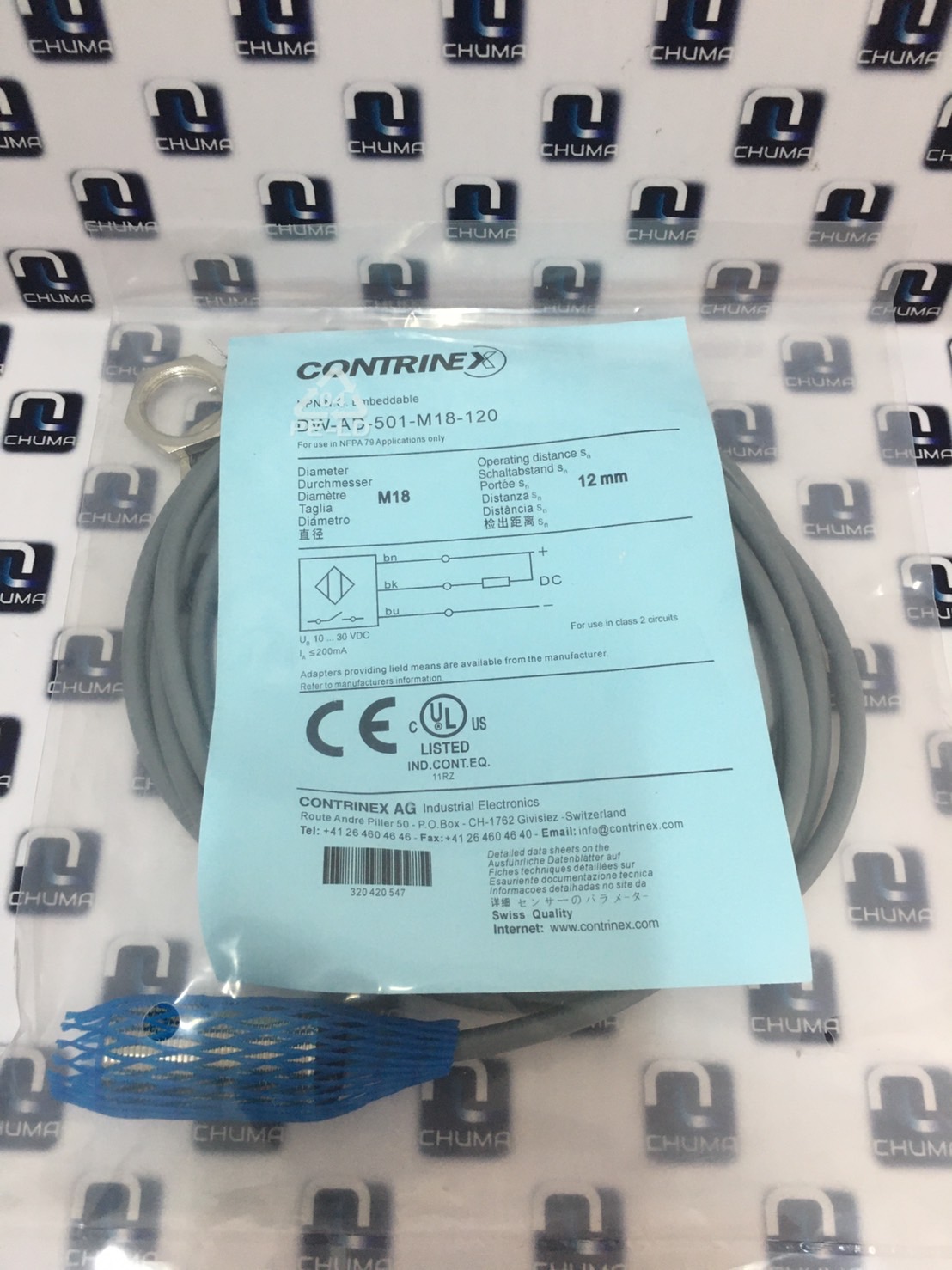 Contrinex sensor, DW-AD-501-M18-120