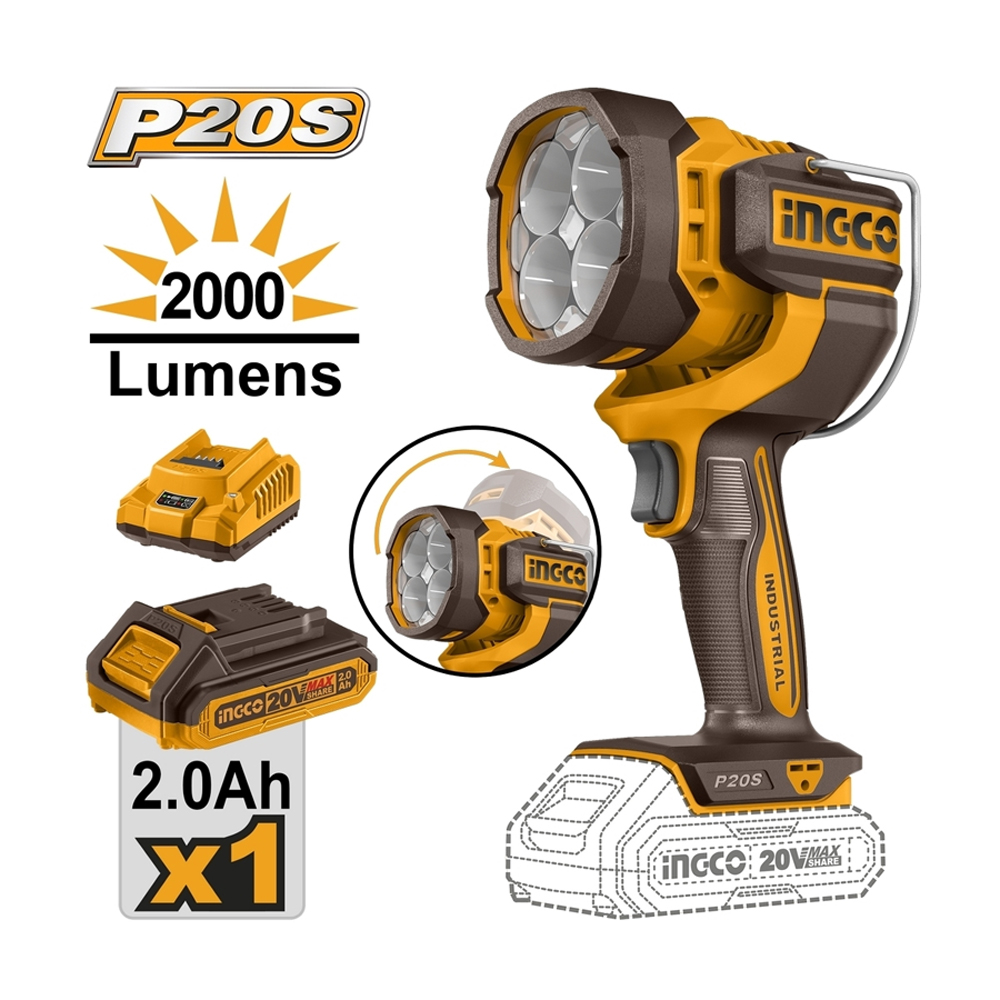 INGCO CWLI20881 ไฟฉายแบตเตอรี่ 20V แบตx1