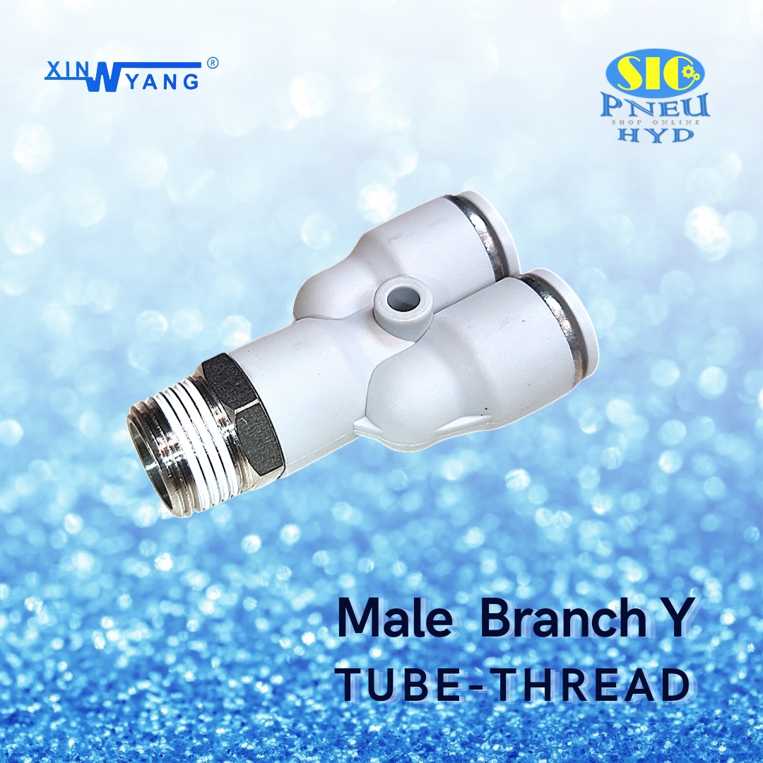 SPX : MALE BRANCH Y TUBE TO THREAD ข้อต่อลม 3 ทาง ตัว Y เข้าสาย 2ทาง เกลียวลงล่าง เกลียว PT