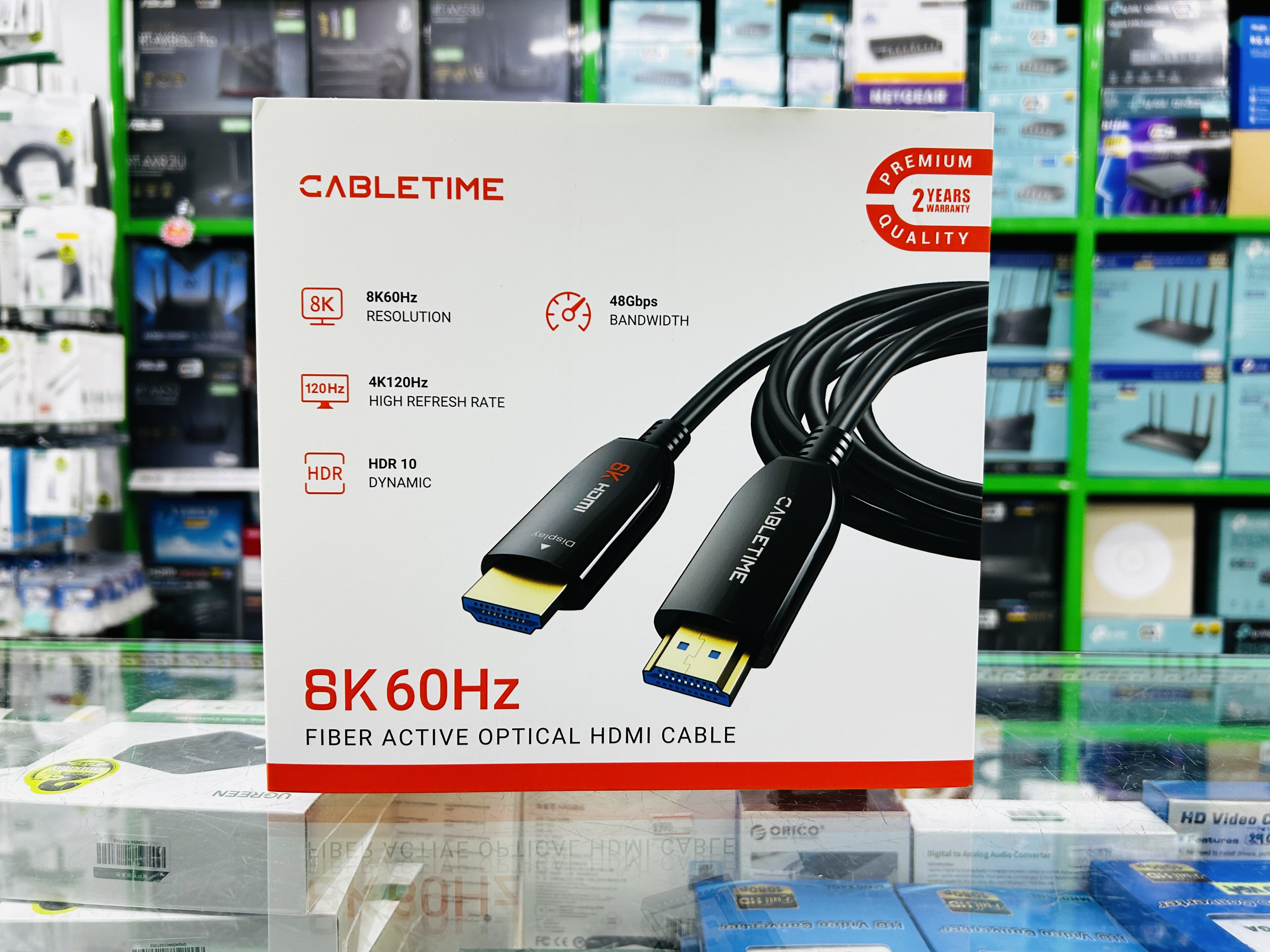 CABLETIME CT-AHD8K-ZB10 CH13S HDMI2.1 Fiber Active Optical Cable 8K60Hz 10m.