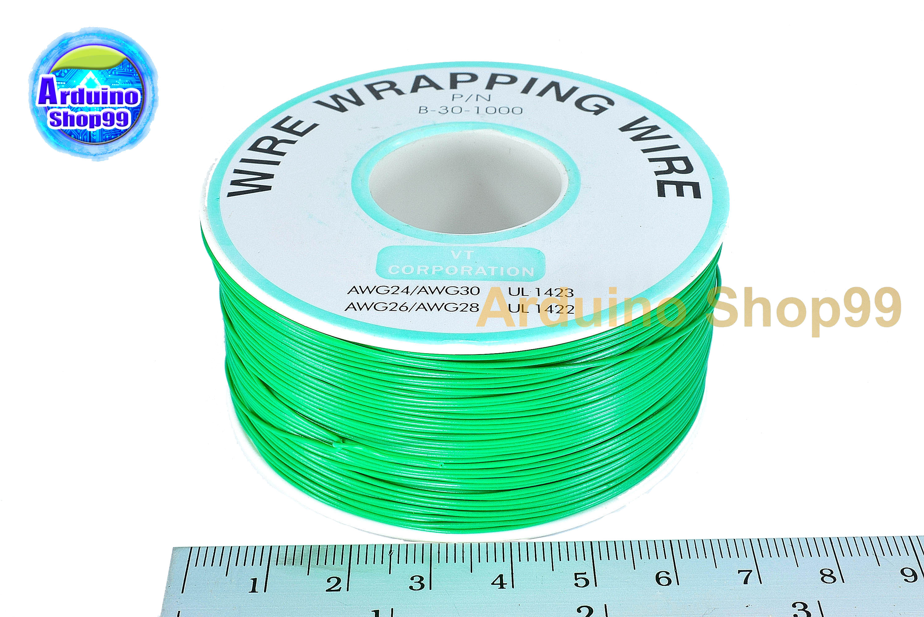 สายไฟอ่อน"สีเขียว"ขนาด 30AWG 1 ม้วน ยาว 250 เมตร