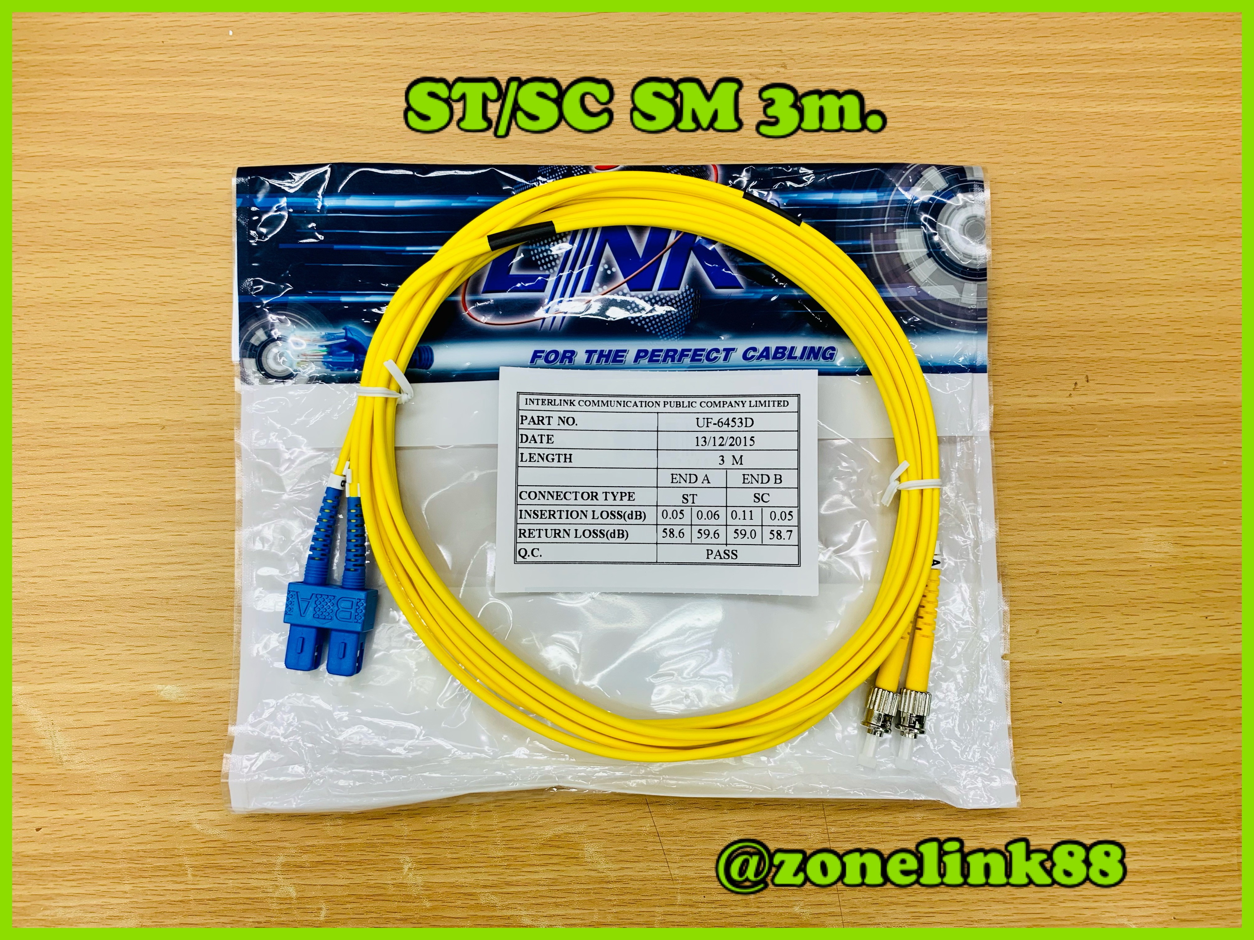 Link UF-6453D SC/UPC to ST/UPC SM 9/125 Duplex Patch Cord 3m.LSZH