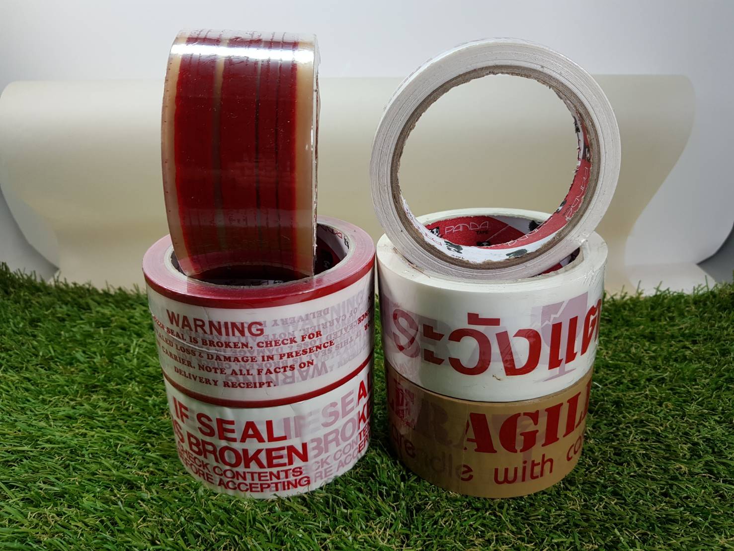 ขาย1ม้วน-เทปกาวโอพีพีพื้นขาว#1 พิมพ์ลายคำเตือน WARNING IF THIS SEAL IS BROKEN.. สีแดง-หน้า2นิ้ว ยาว50หลา-เทปกาวพิมพ์ลายแดงพื้นขาว-OPP TAPE พิมพ์โลโก้-เทประวังแตก สำเนา สำเนา