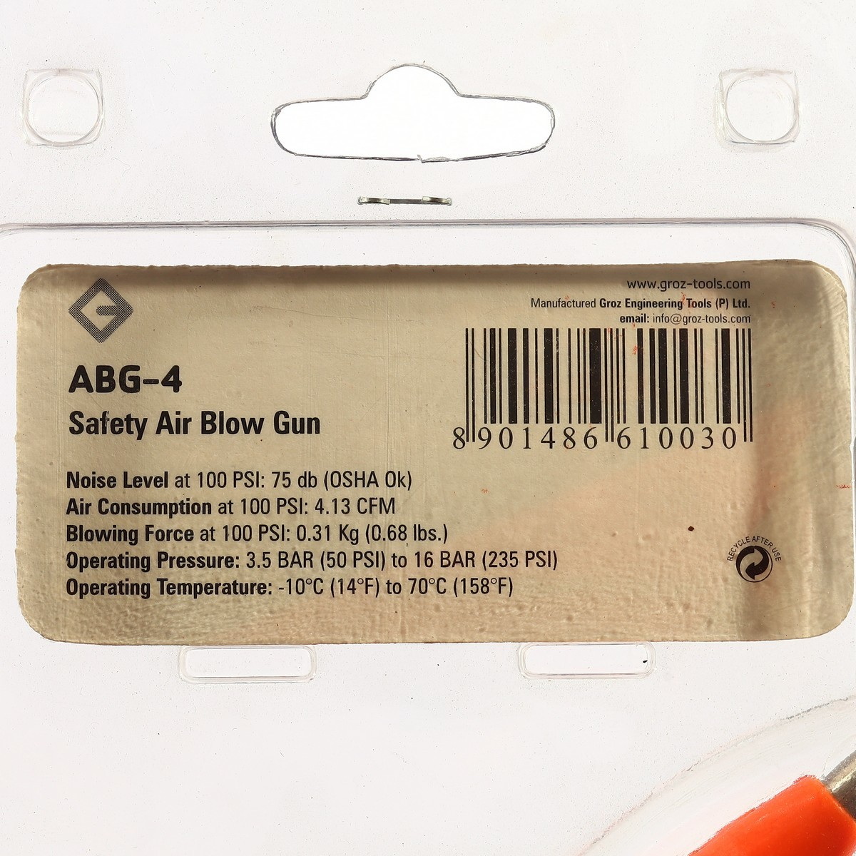 GROZ ABG/4/1-4F/BSP ปืนลมด้ามไนลอน ก้านยาว 140mm