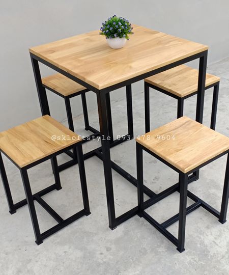 ชุดโต็ะไม้ขาเหล็ก (รุ่นขายดี)