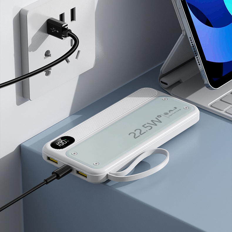 AJ พาวเวอร์เเบงค์ รุ่น GC210 ความจุ 20000mAh ชาร์จเร็ว PD22.5W มีสายชาร์จในตัว 2in1 (มอก.2879-2560) ประกัน 1 ปี