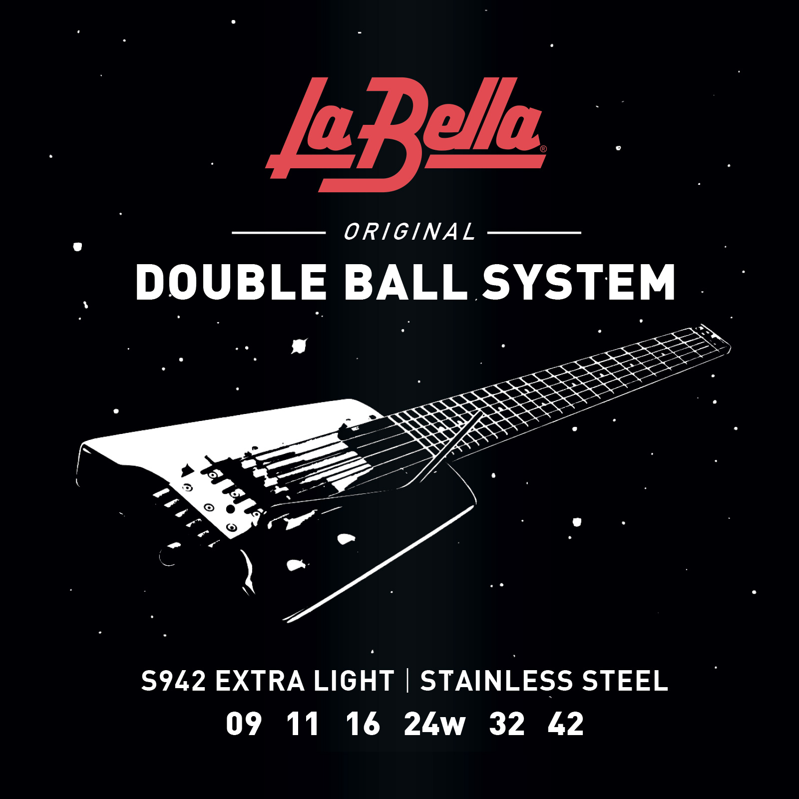 LA BELLA - DOUBLE BALL SYSTEM EXTRA-LIGHT 09-42 สายกีตาร์หัวตัด