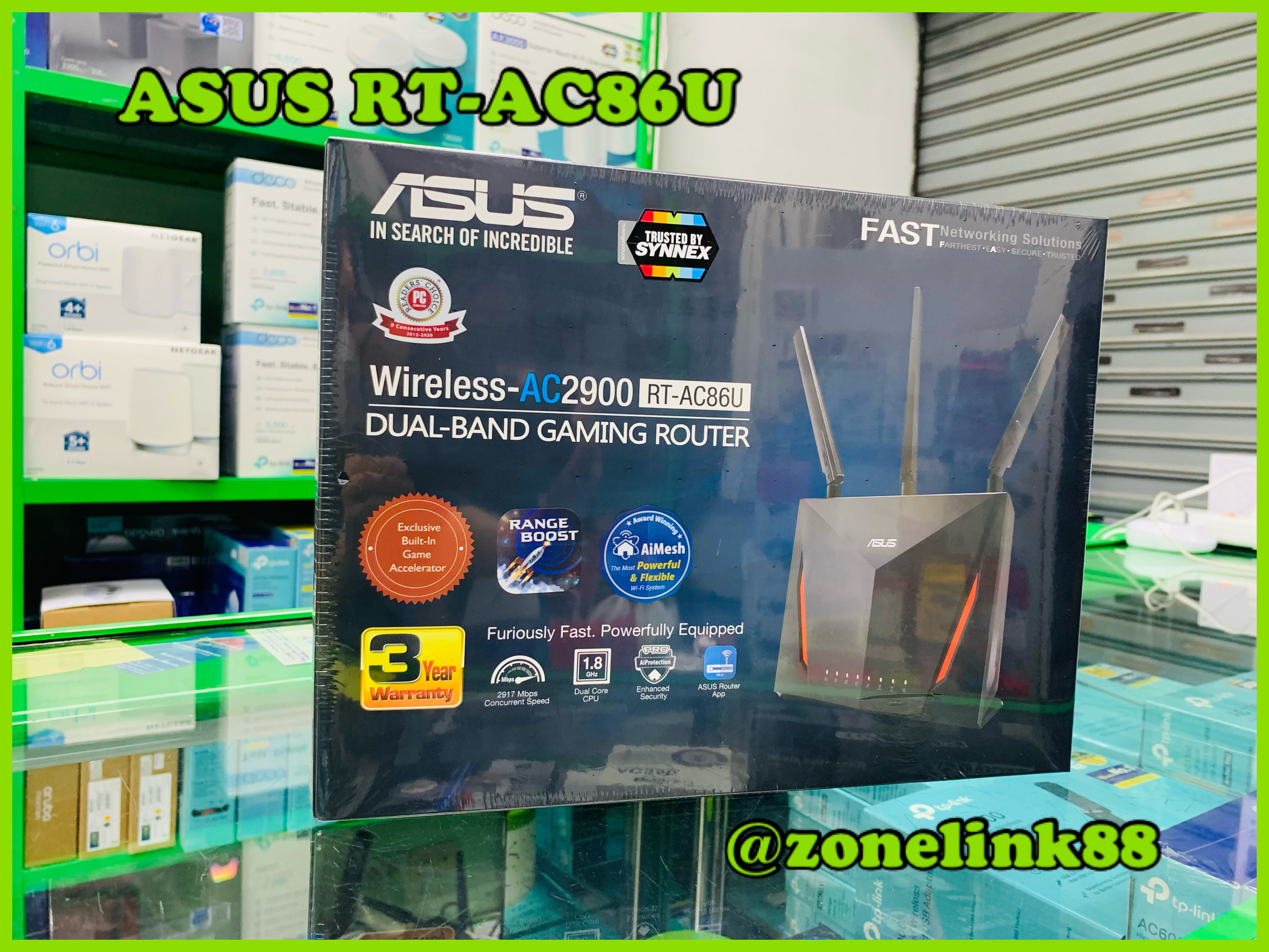 RT-AC86U AiMesh for Mesh Wifi AC2900 Dual Band Gigabit WiFi Gaming Router with MU-MIMO, AiProtection Pro network security powered by Trend Micro™, WTFast game accelerator and Adaptive QoS