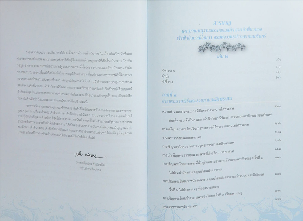 จดหมายเหตุงานพระศพ สมเด็จพระเจ้าพี่นางเธอ เจ้าฟ้ากัลป์ยาณิวัฒนา กรมหลวงนราธิวาสราชนครินทร์ (เล่ม 1-2 / พร้อมกล่อง)