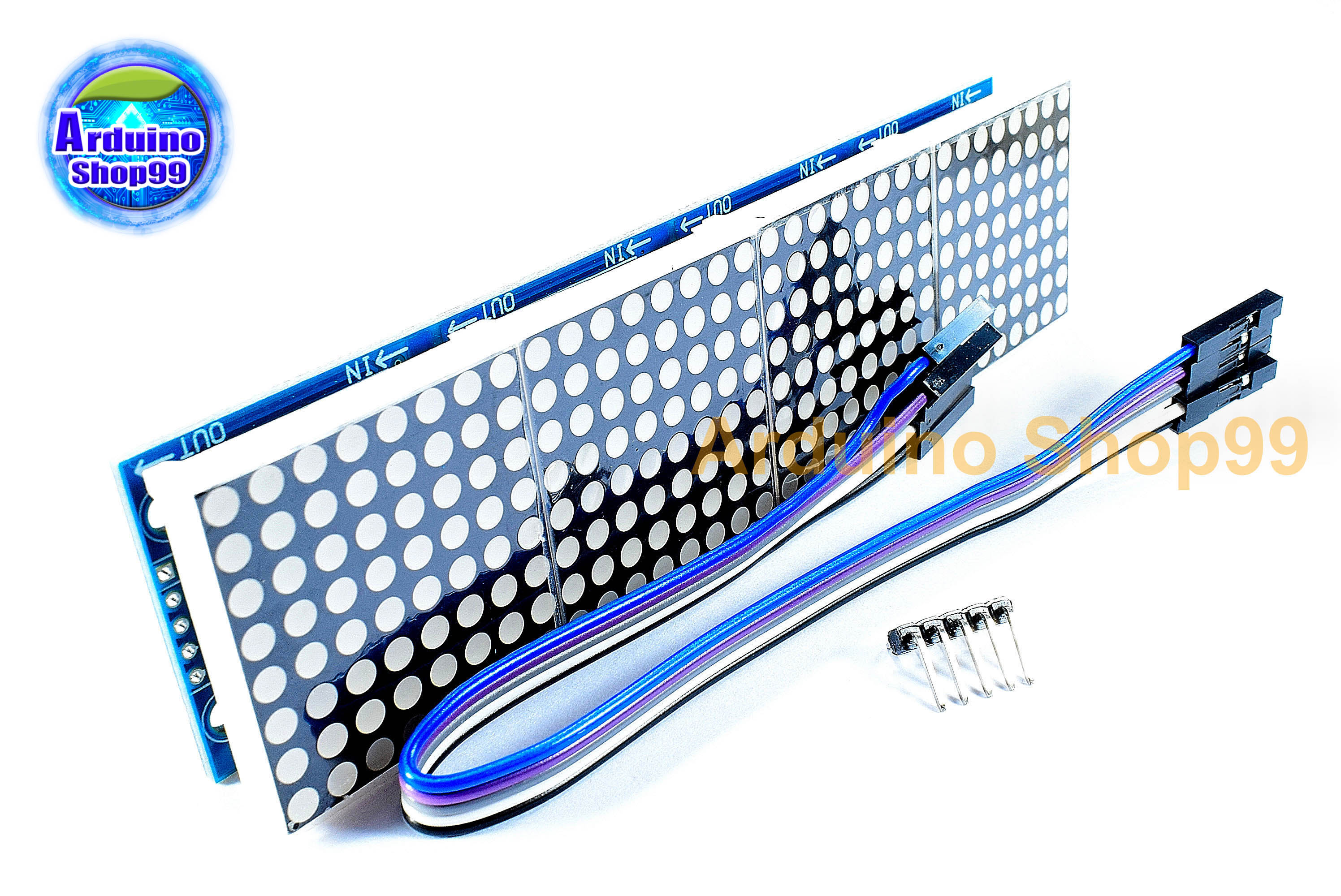 MAX7219 dot matrix module 4 in one display to send 5P line (H6A4) สีน้ำเงิน (Blu-ray)