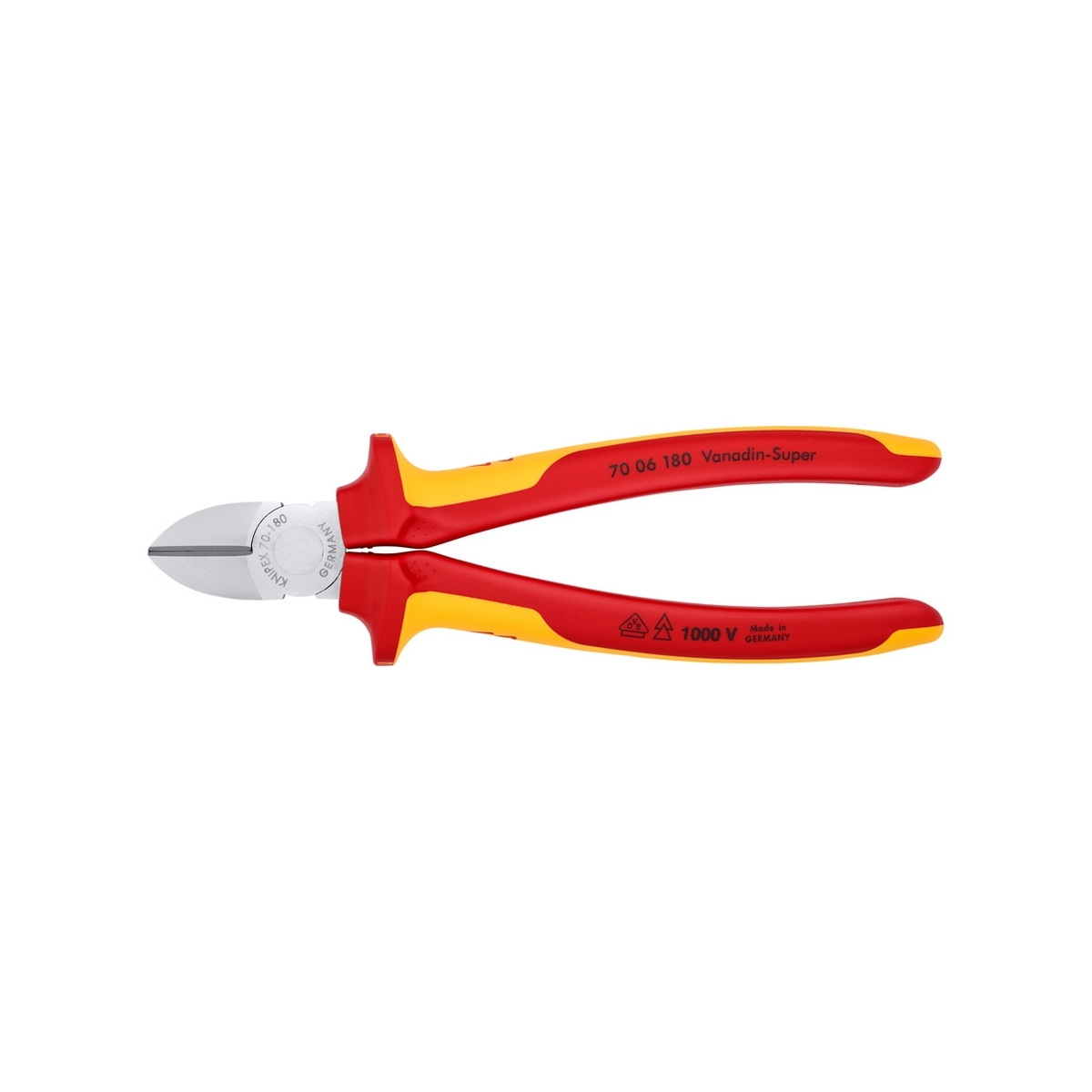 KNIPEX 70 06 180 คีมตัดปากเฉียงเคลือบโครม ด้าม VDE 180mm