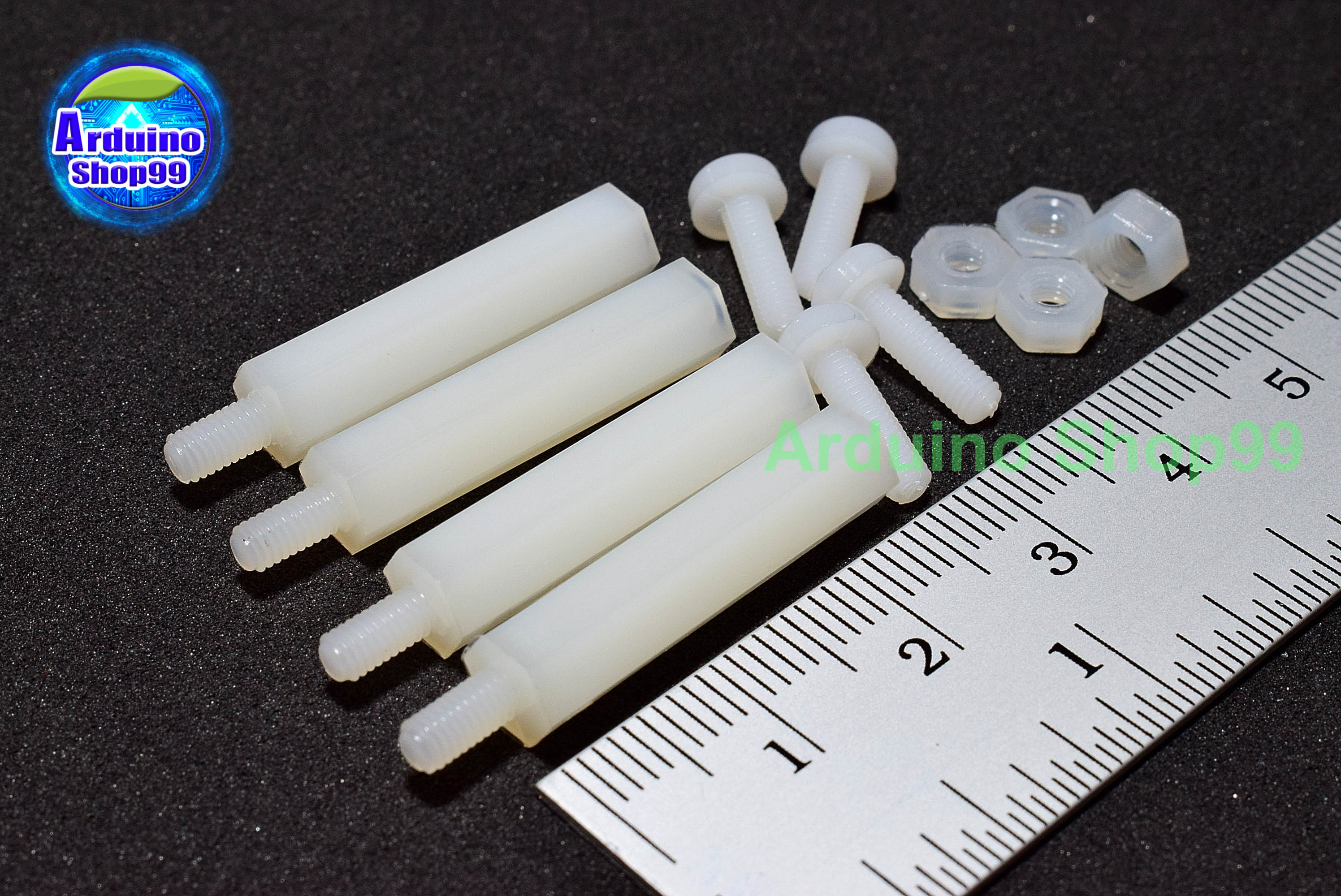 M3*25+6 Column single-pass white ( 1 ชุด 4 ตัว )+น๊อตพลาสติก