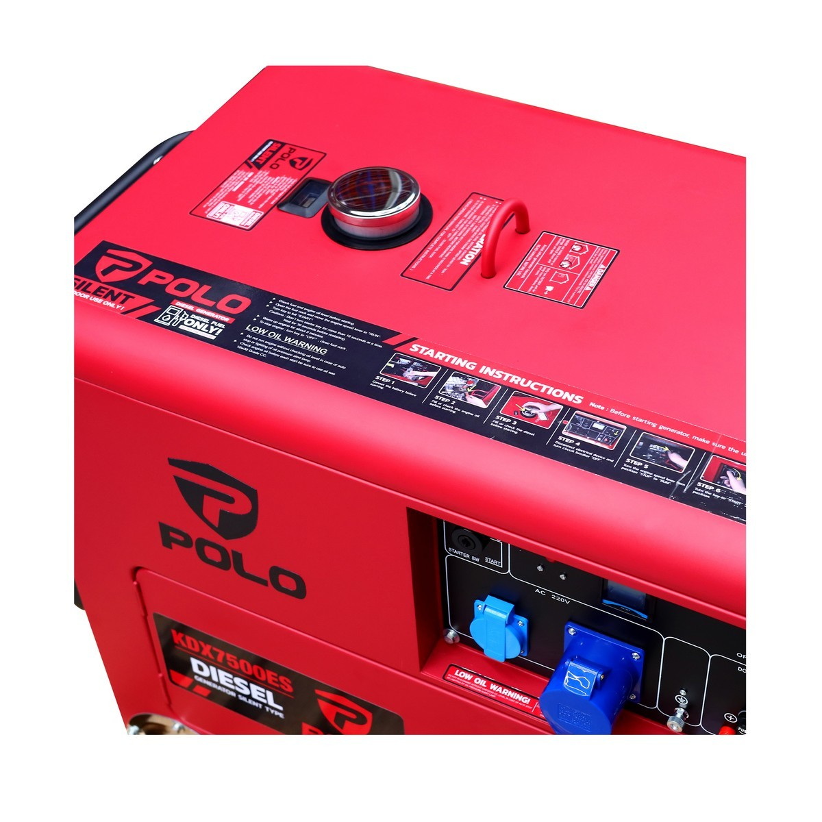 POLO KDX7500ES เครื่องปั่นไฟดีเซล 5.5kw รุ่นเสียงเงียบ 9HP กุญแจ