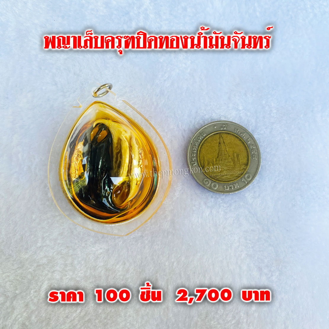 พญาเล็บครุฑปิดทองน้ำมันจันทร์ (จำหน่ายราคาส่งขั้นต่ำ 100 ชิ้น) 2,700 บาท เฉลี่ยชิ้นละ 27 บาท