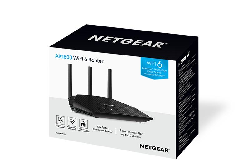 RAX10 AX1800 WLAN-Router (RAX10) 4-Stream Dualband-WiFi 6-Router (bis zu 1,8Gbps) Mit NETGEAR Armor™armor