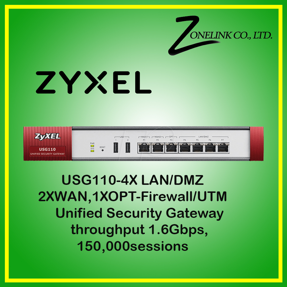 USG110: Unified Security Gateway - Firewall throughput 1.6Gbps, 150,000 sessions