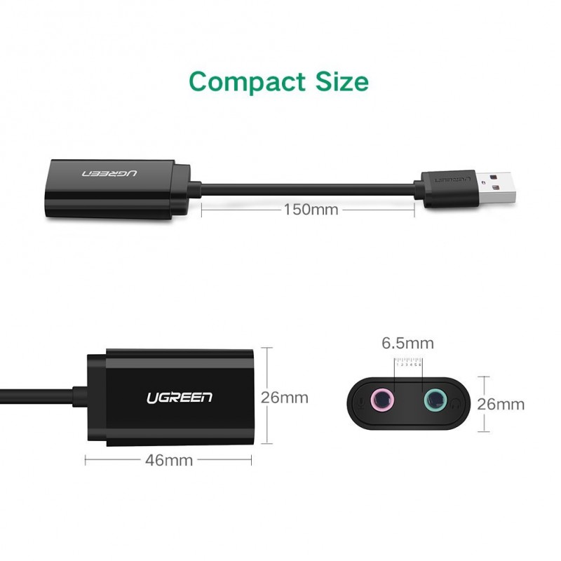 USB Audio Adapter External Stereo Sound Card with Mic