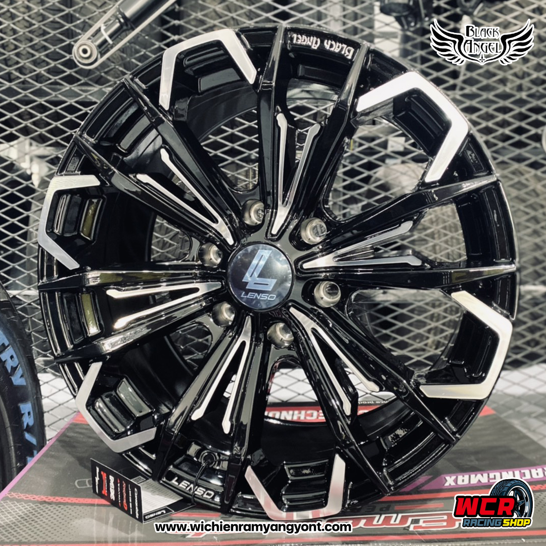 LENSO แท้ รุ่น BLACK ANGEL 5 ล้อแม็กSize 1890 / 2090 PCDสีดำเงา Size 18"x9.0 ET20