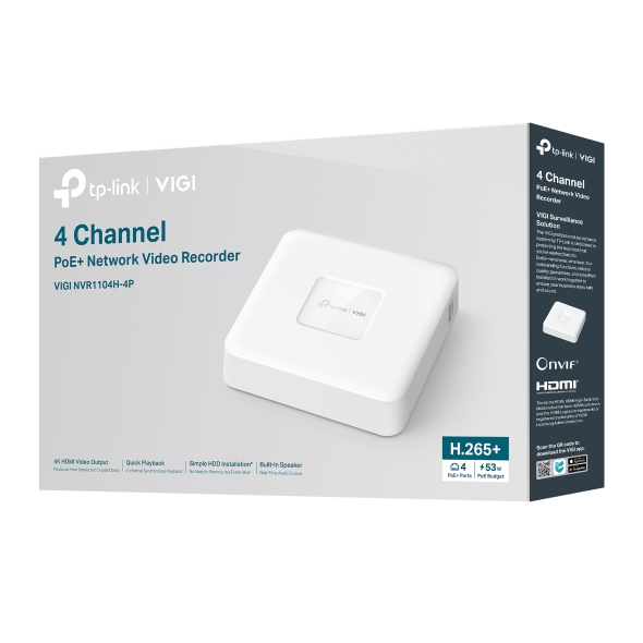 VIGI NVR1104H-4P VIGI 4 Channel PoE+ Network Video Recorder