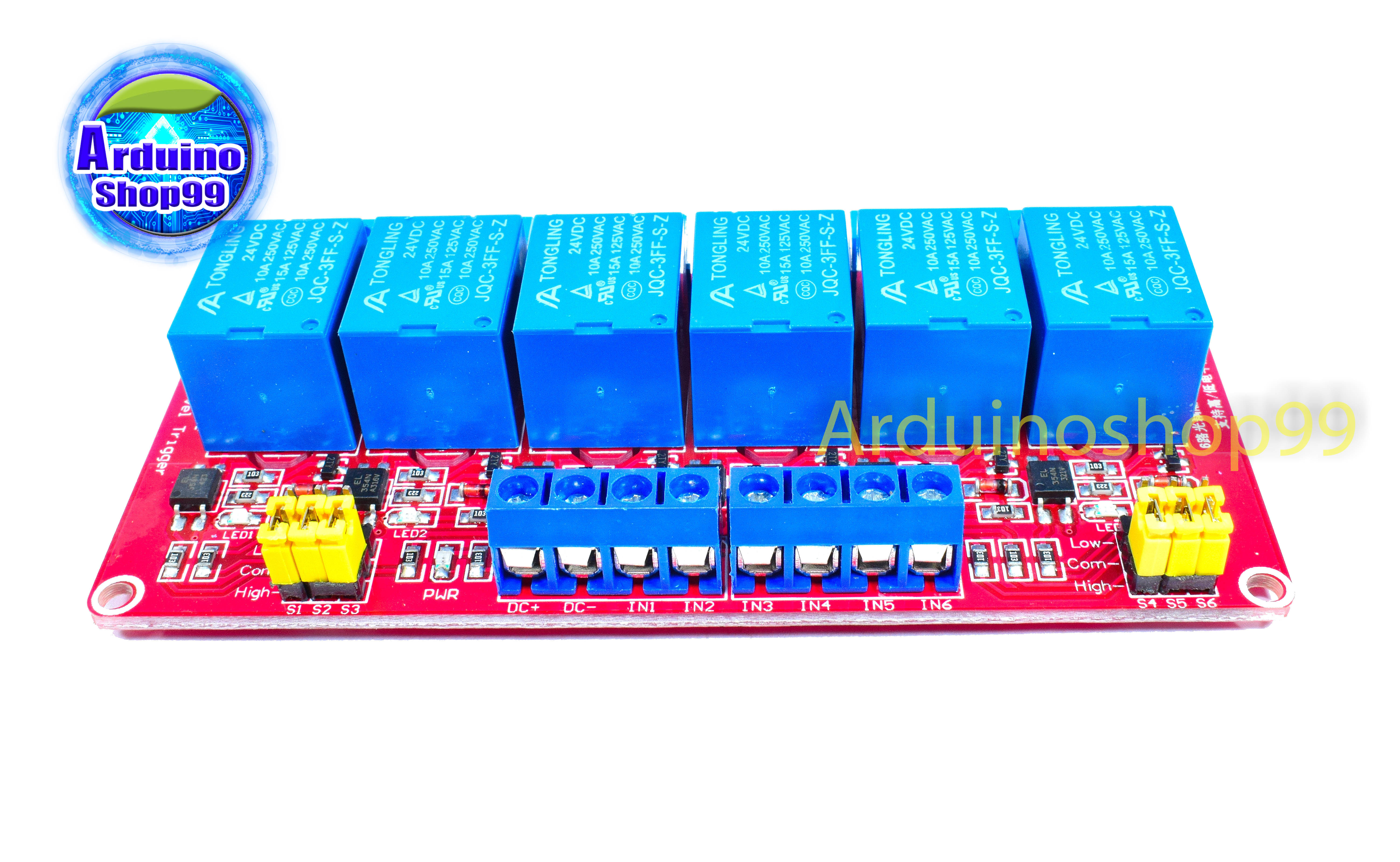 Relay 24v 6 Channel 10A 250V แบบ Active High/Low