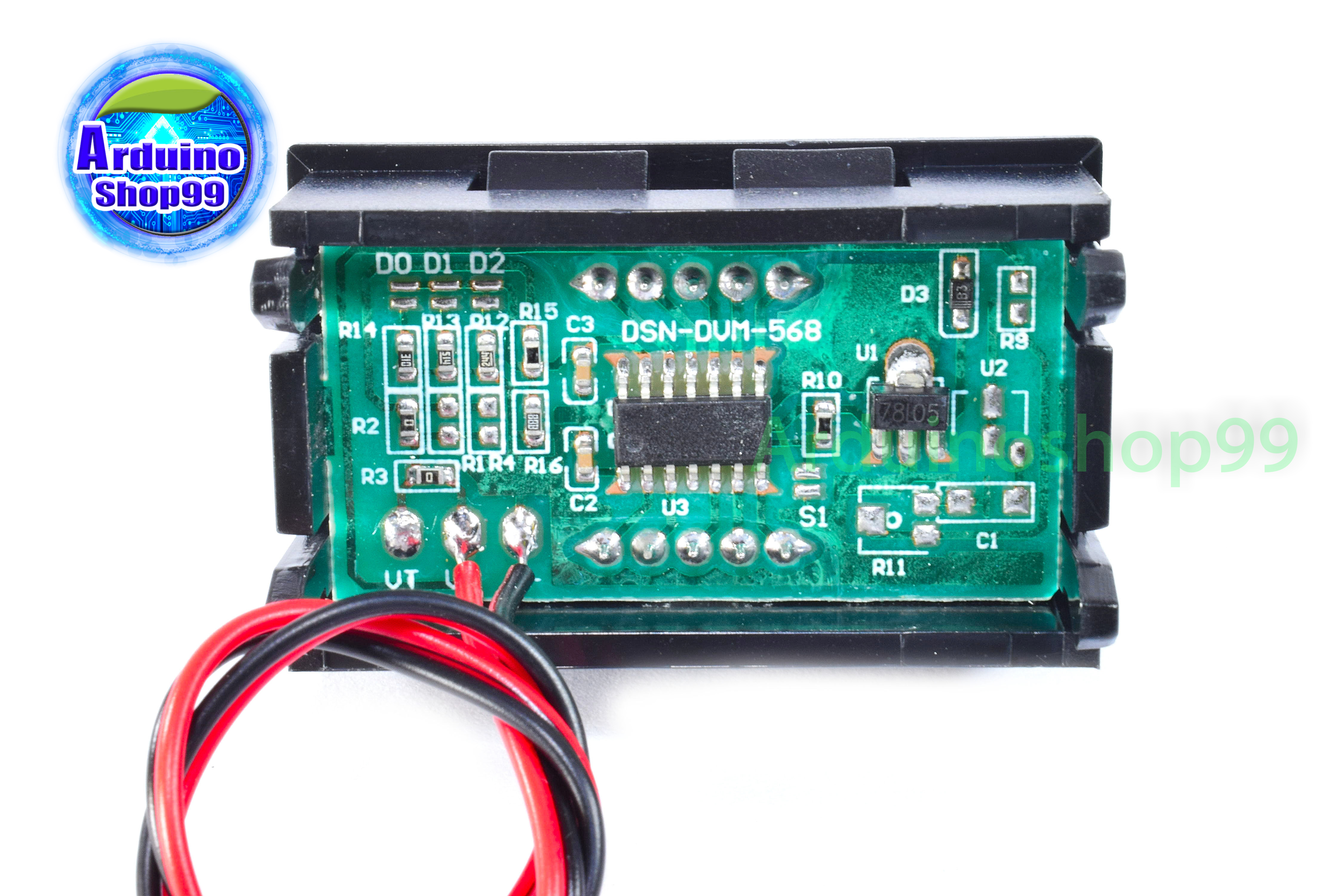 จอแสดงผล ค่าโวลต์ DC voltage meter head 0.56 inch LED DC4.5V-30.0V (สีน้ำเงิน)