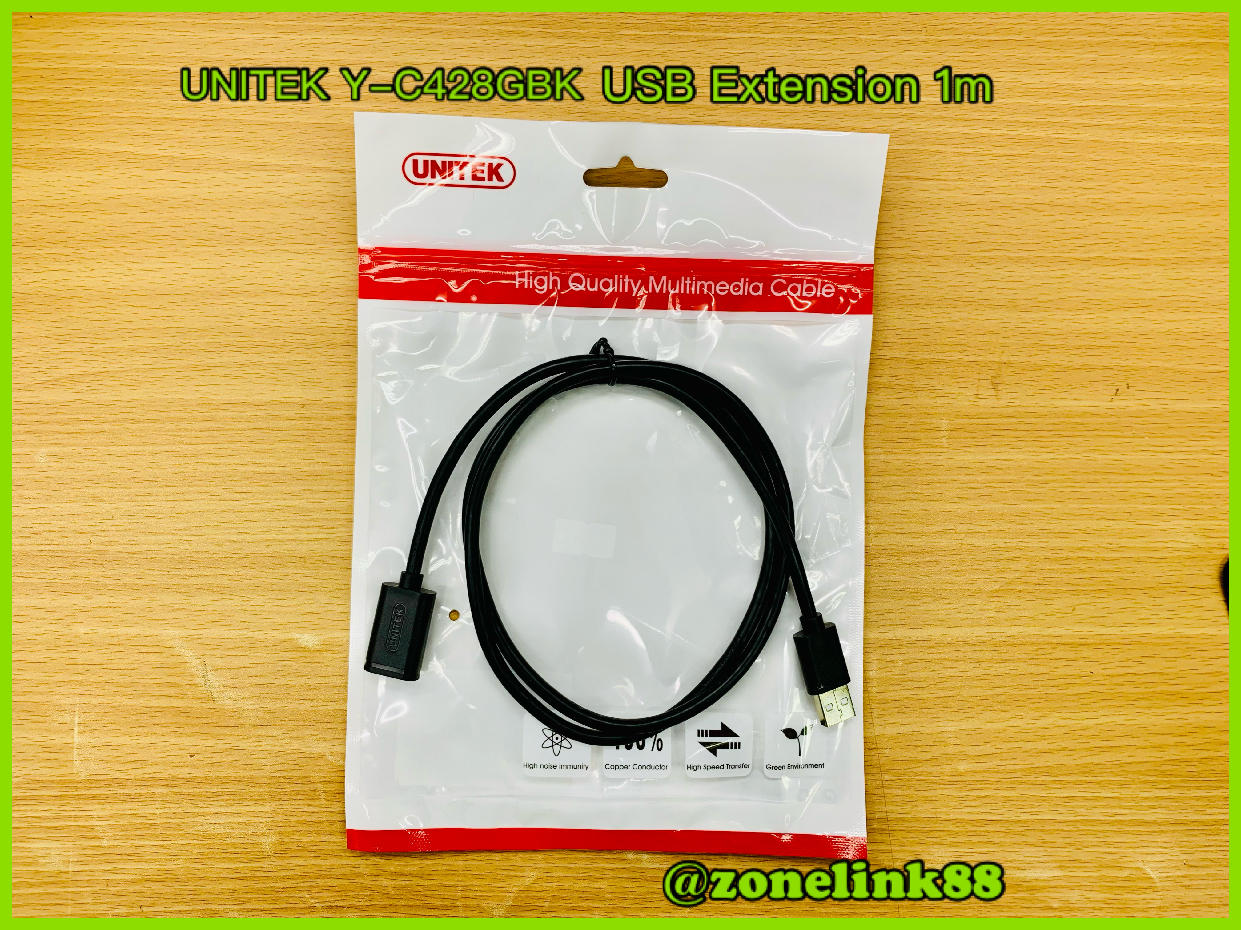 UNITEK Y-428GBK USB Extension 1m.(male to female)
