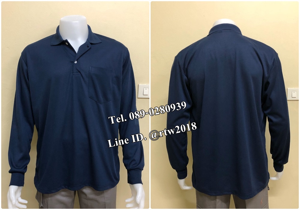 เสื้อคนสวนแขนยาวคอปกสีกรมท่า (ราคาสำหรับ 12 ตัว) (รหัส H4)