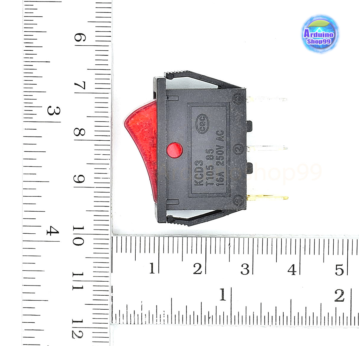 KCD3 Rocker Switch ON-OFF 2 Position 3 Pin Red( 1 ตัว)