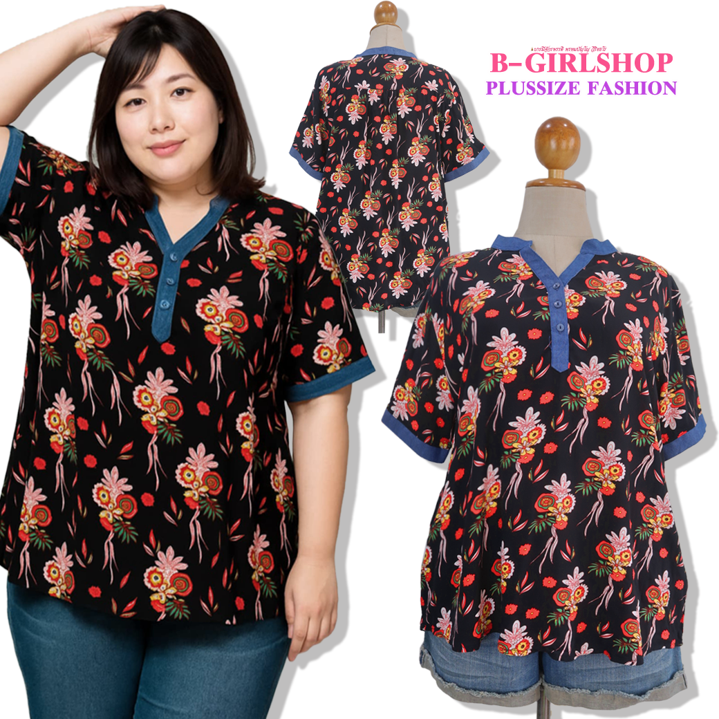 Ha6576 เสื้อผ้าสปันย์สีดำ แต่งกุ๊นขอบด้วยผ้าคอตตอนยีนส์ งานเก๋ใส่สบาย ผ้าใส่เย็น รอบอก 52 - 54 วงแขน 24 ชาย 56 ยาว 29 นิ้ว
