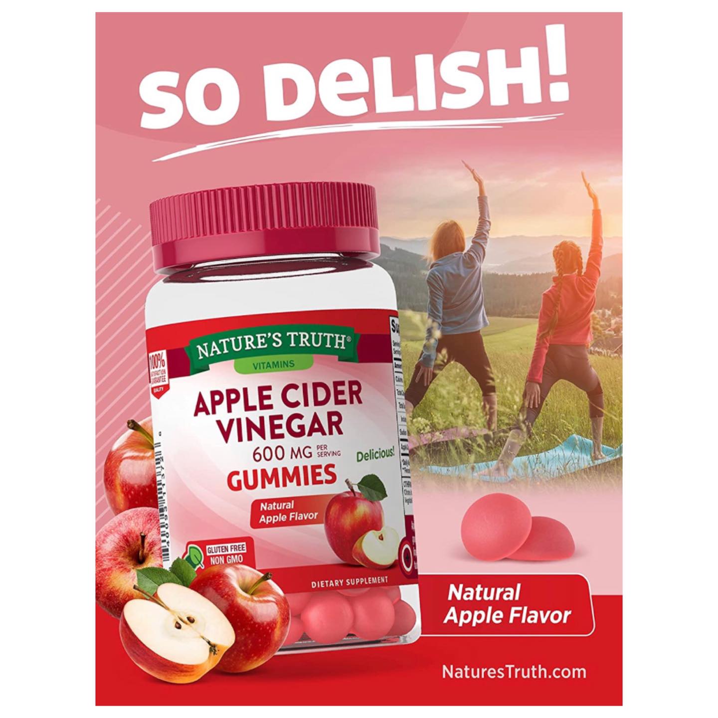 Nature's Truth Apple Cider Vinegar 600mg Vegan Gummies