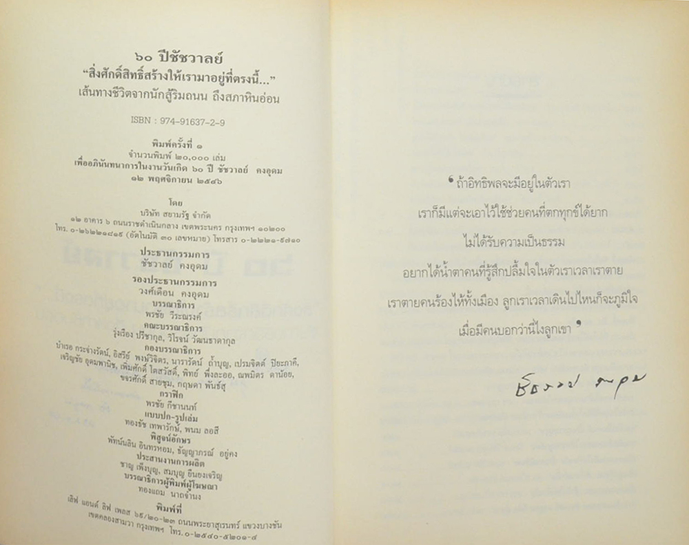 60 ปี ชัชวาล “สิ่งศักดิ์สิทธิ์สร้างให้เรามาอยู่ที่ตรงนี้...”