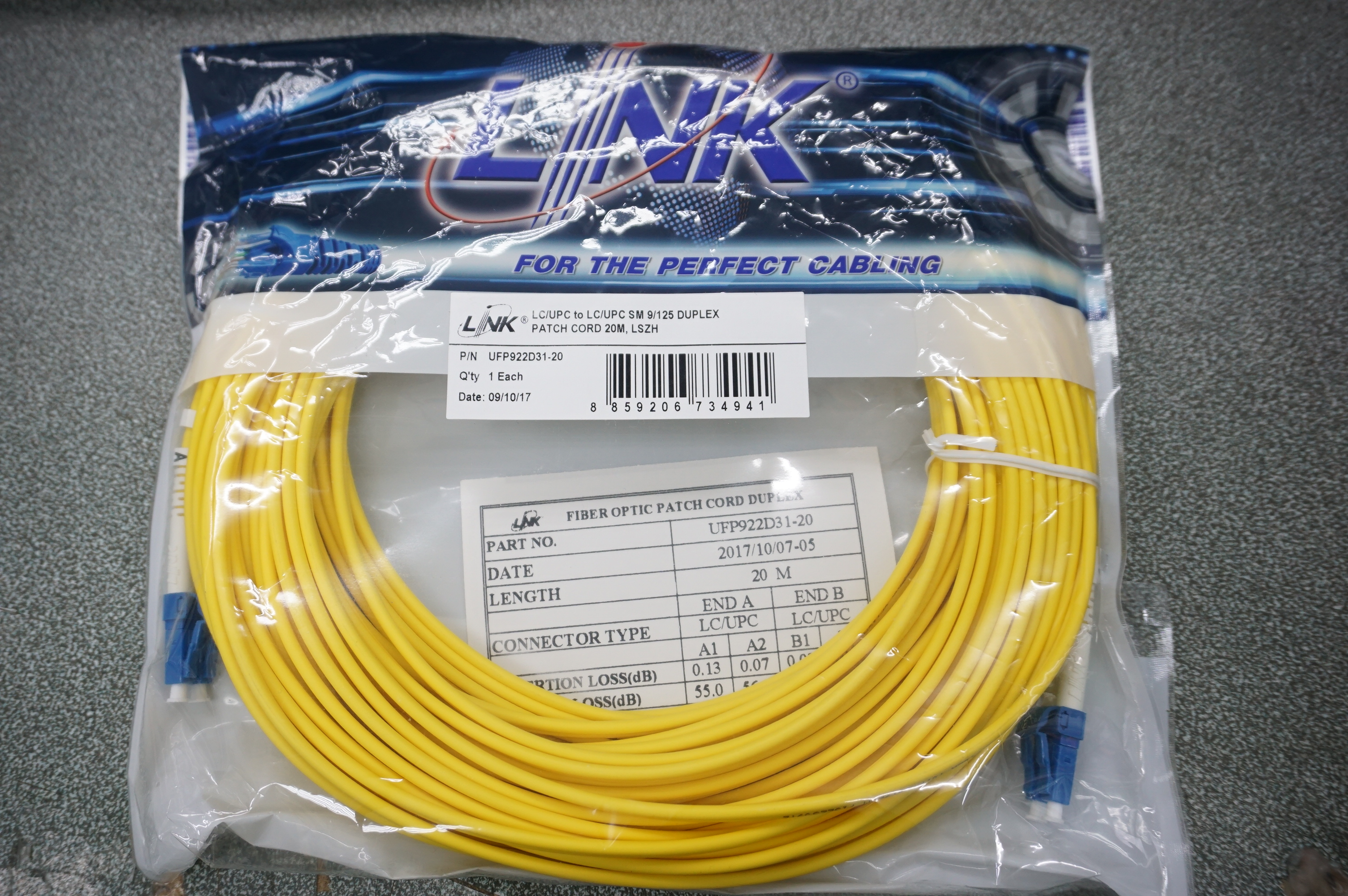 Fiber Optic 20m.SM.UFP922D31-20 LC/LC
