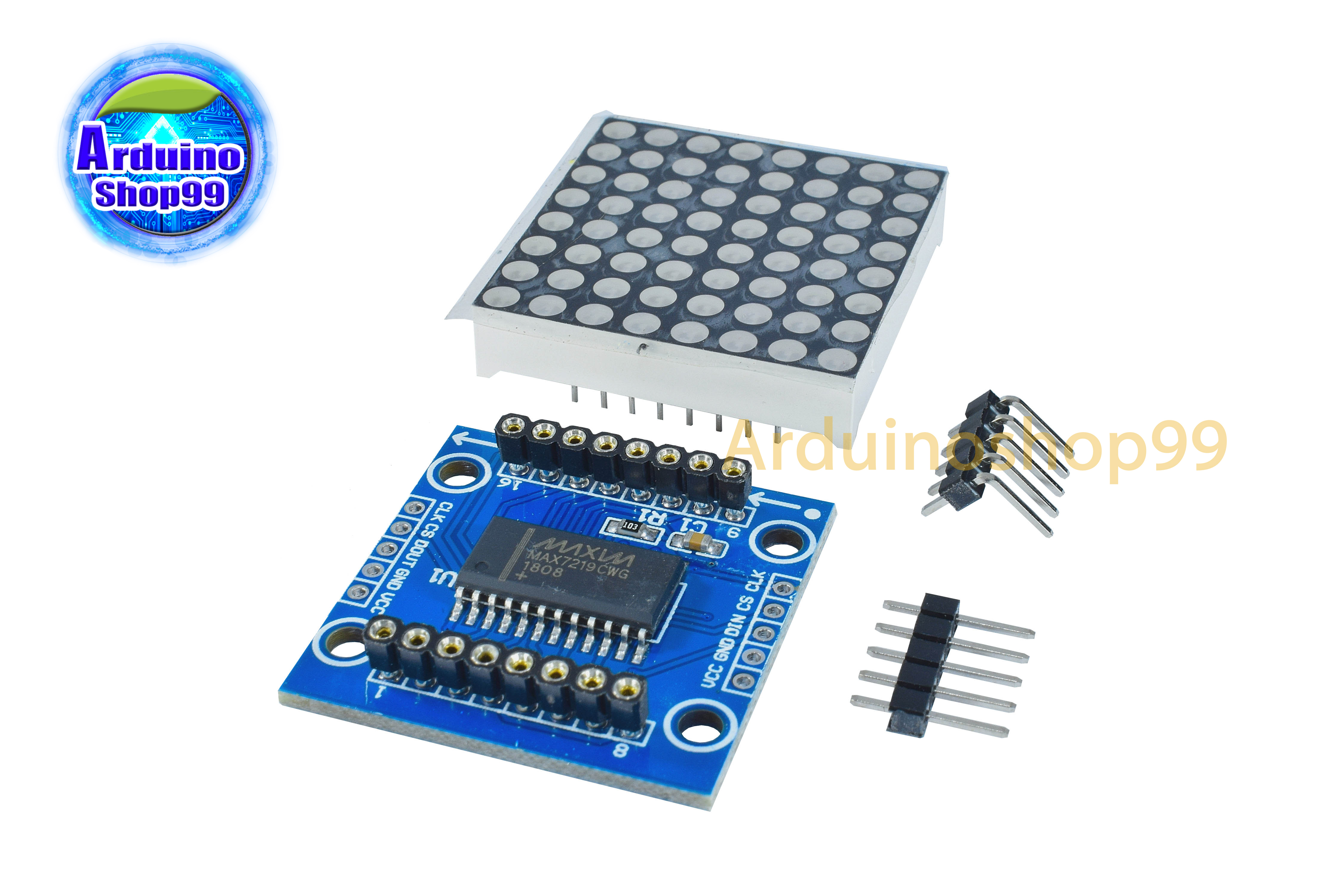 MAX7219 dot matrix module control module MCU control drive LED (สีน้ำเงิน)