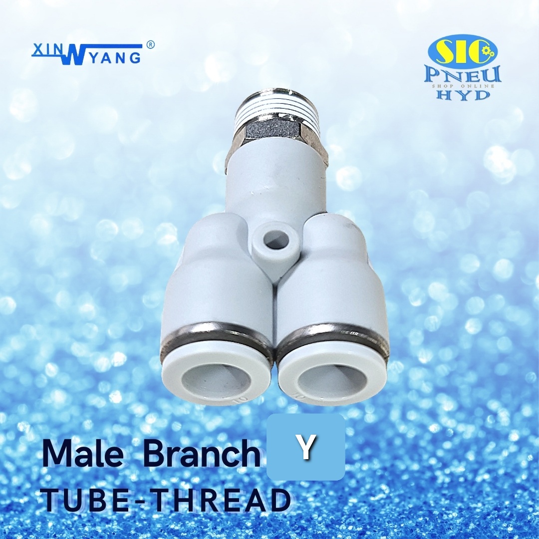SPX : MALE BRANCH Y TUBE TO THREAD ข้อต่อลม 3 ทาง ตัว Y เข้าสาย 2ทาง เกลียวลงล่าง เกลียว PT