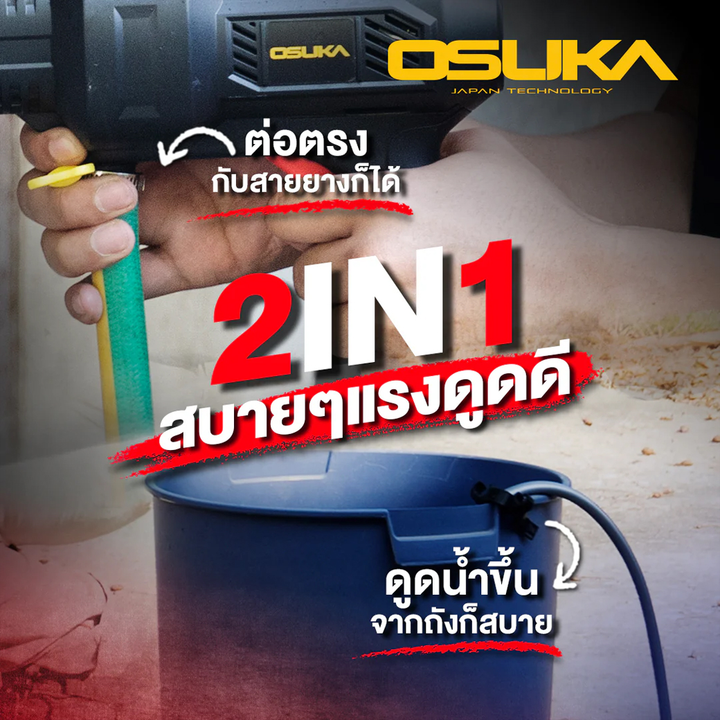 OSUKA OCPW606-N เครื่องฉีดน้ำแรงดันสูงไร้สาย 55Bar 20V (ตัวเปล่า)