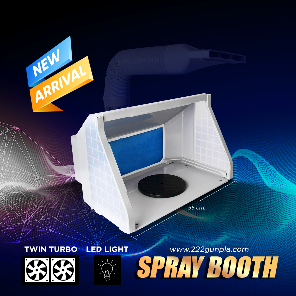 TWIN TURBO SPRAY BOOTH คอกพ่นสีแอร์บรัชพับเก็บได้รุ่นพัดลมคู่ พร้อมไฟ LED ในตัว [ HSENG SPRAYBOOTH HS-E550BLK ]