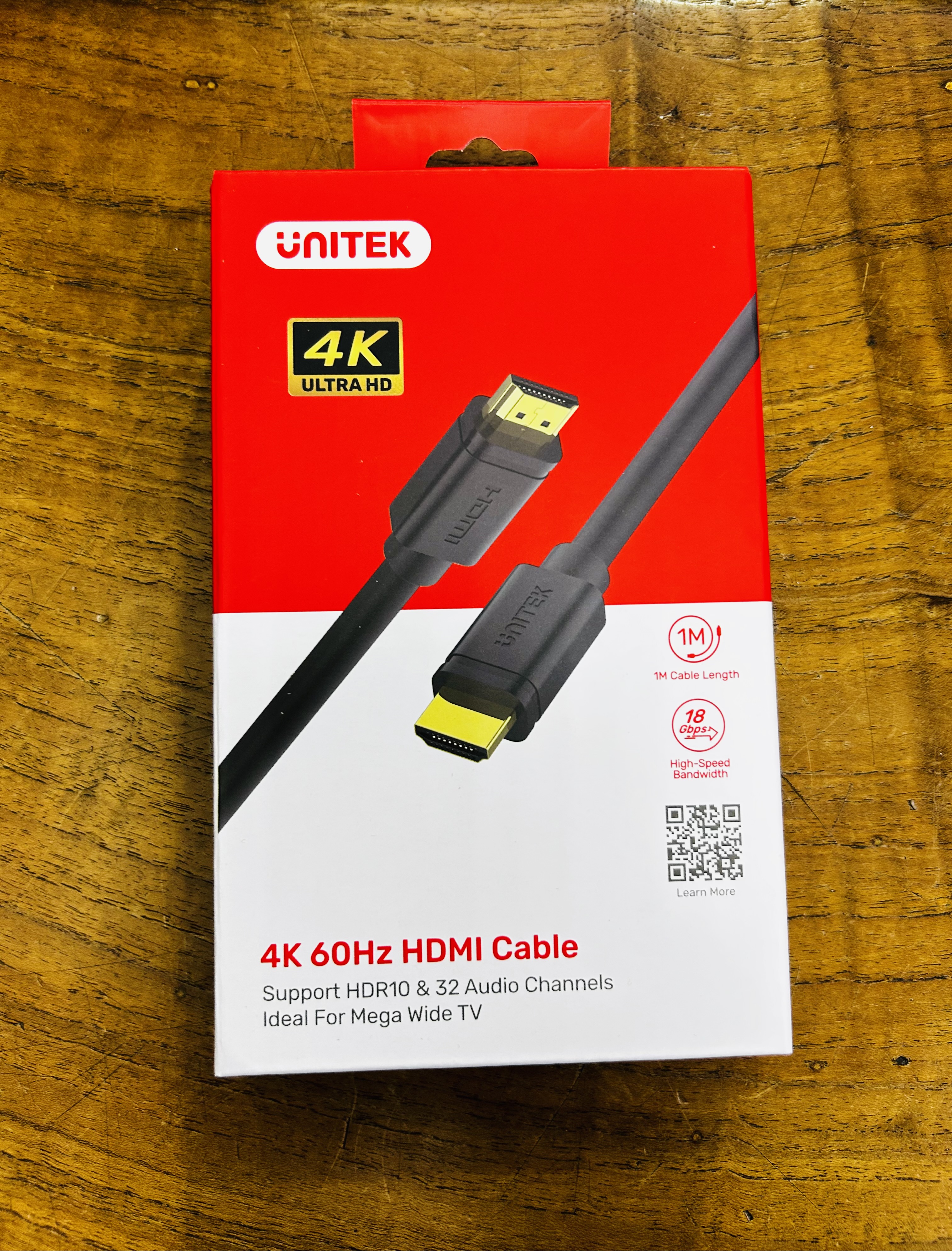 Unitek Y-C136M HDMI 2.0 Cable 4K/60p with HDR10 &32 Audio Channels 1m.