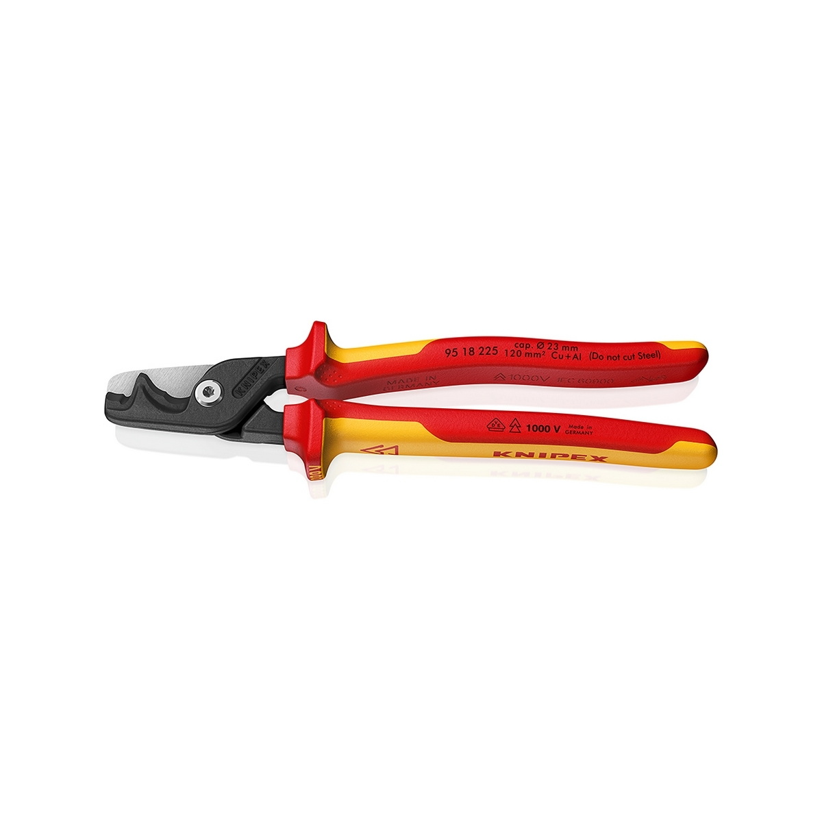 KNIPEX 95 18 225 กรรไกรตัดสายไฟขนาด XL รุ่น StepCut ป้องกันกระแสไฟ 1000V