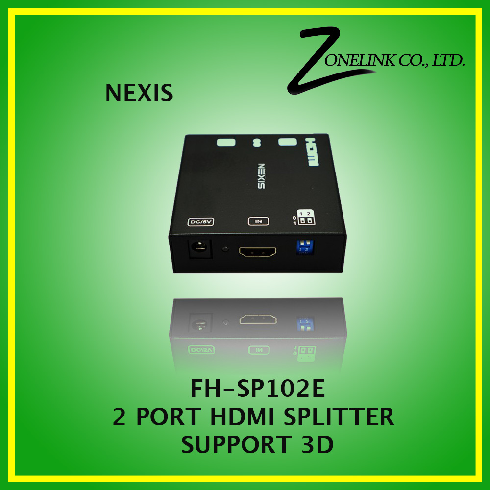 FH-SP102E 2 PORT HDMI SPLITTER SUPPORT 3DHDMI Splitter ตัวแยกสัญญาณภาพเข้า 1 ออก 2 รองรับ 3D ความละเอียดสูงถึง 1080P