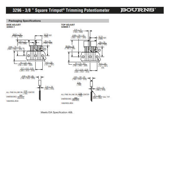 2k Ohm ความต้านทานปรับค่าได้ #3296(Tower) 2 ตัว
