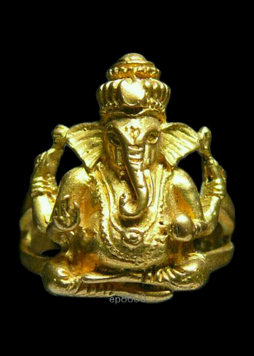 แหวนพระพิฆเนศ เนื้อทองเหลือง ขนาดเส้นผ่าศูนย์กลาง 2cm.