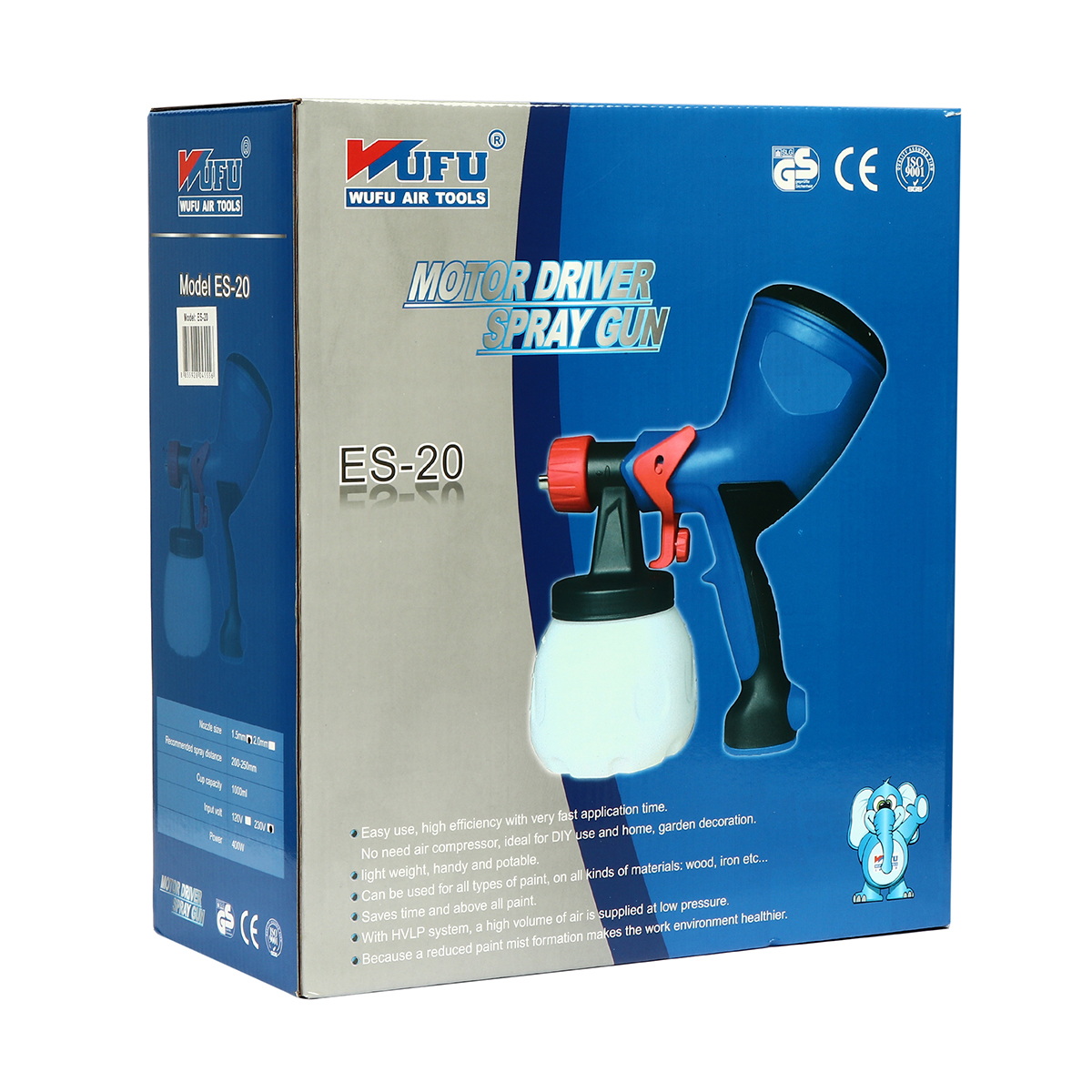 WUFU ES-20 กาพ่นสีไฟฟ้า 1.5mm กาล่าง 1000cc 400W