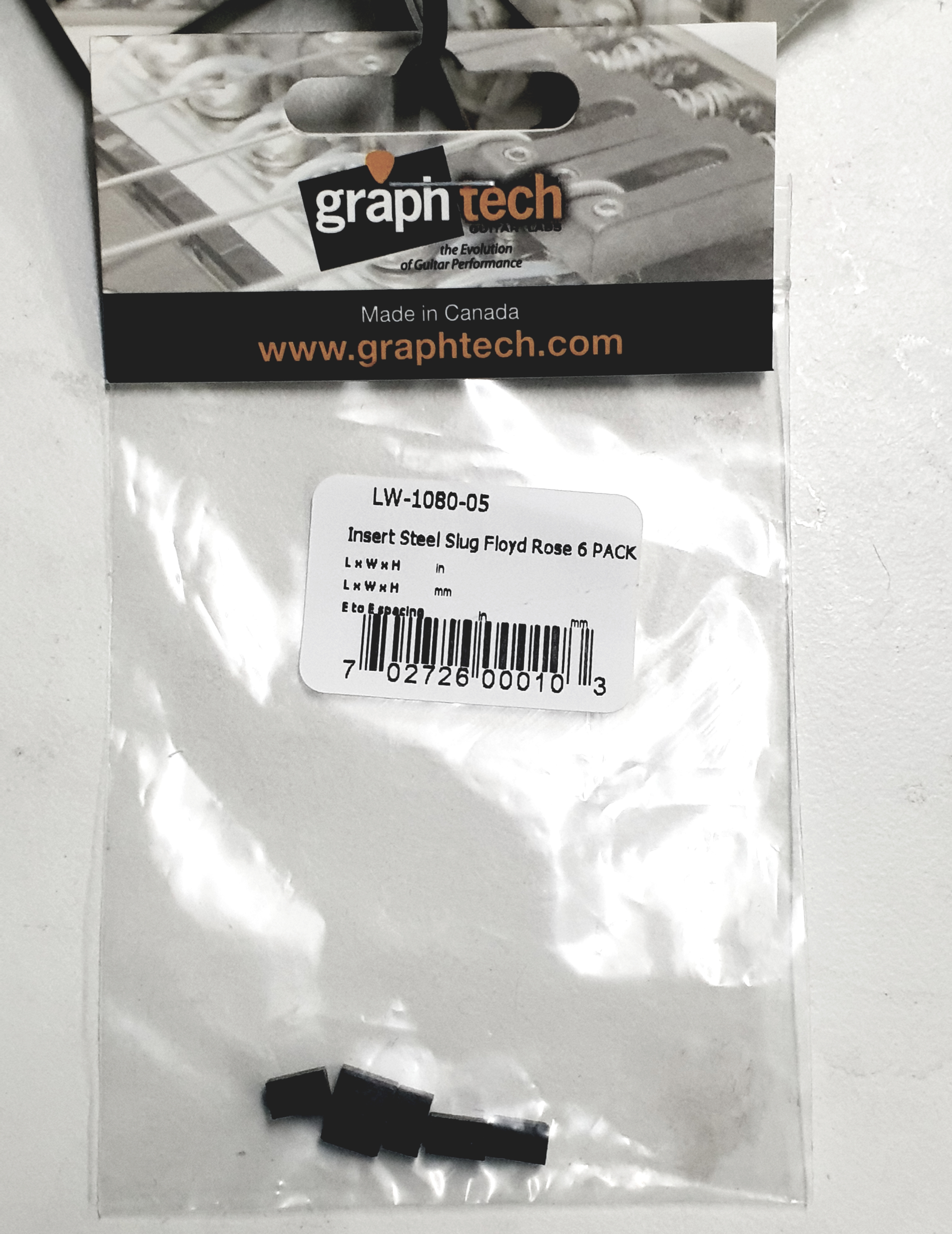 GRAPHTECH LW-1080-05 - INSERT STEEL FLOYDROSE - เต๋าล็อกสาย FLOYDROSE ชุด 6 ตัว