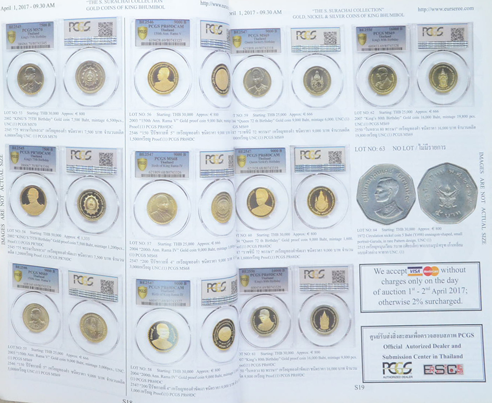 Eur-Seree Collecting Co., Ltd. Sale # 44 Collectibles in the Reign of King Bhumibol
