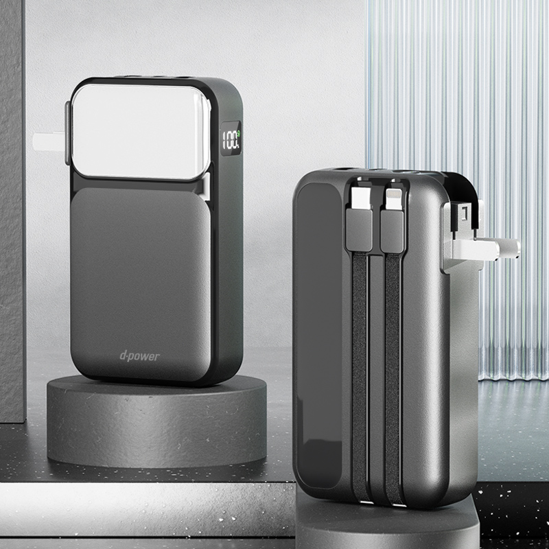 d-power พาวเวอร์เเบงค์ รุ่น GC100 Super ความจุ 10000mAh ชาร์จเร็ว PD20W มีปลั๊กและสายชาร์จในตัว (มอก.2879-2560) ประกัน 1 ปี