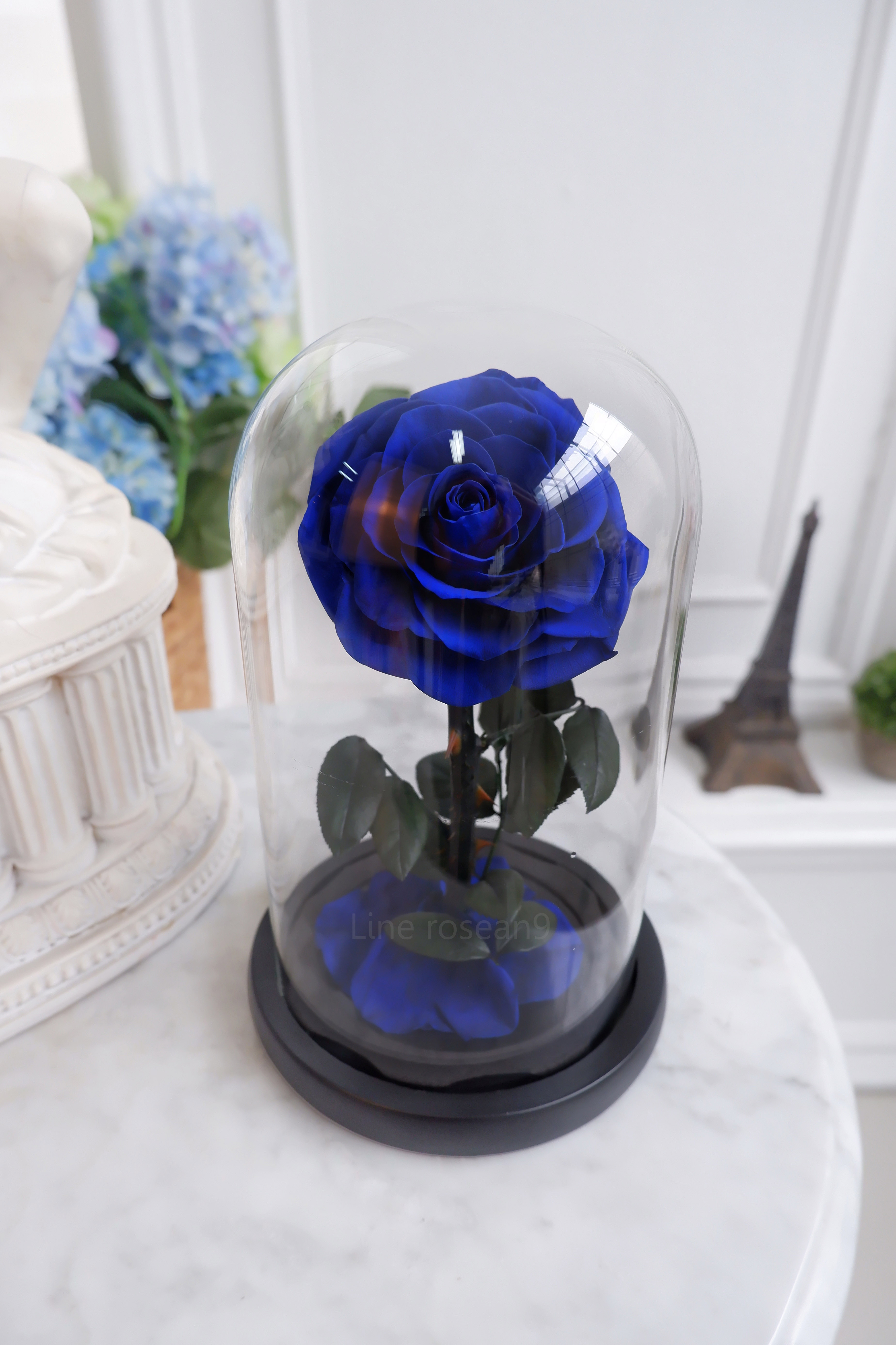 กุหลาบอมตะ กุหลาบในโหลแก้ว ขนาดL กุหลาบสีน้ำ้เงิน