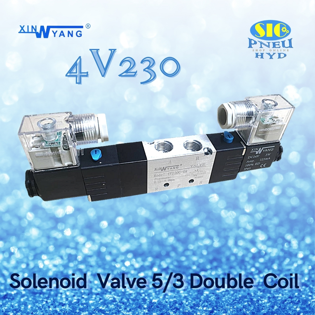 4V230 : SOLENOID VALVE XINYANG โซลินอยด์วาล์ว 5/3 DOUBLE COIL PORT 1/4" PT