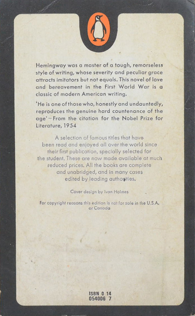 A FAREWELL TO ARMS (เล่มเล็ก / ขายตามสภาพ)