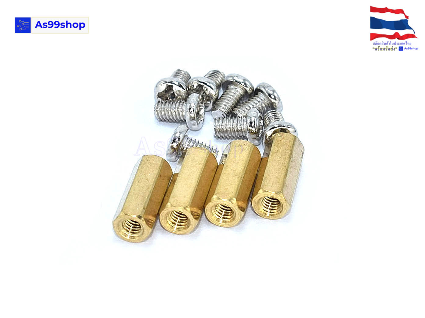 M3*12 double-pass hexagonal Copper column( 1 ชุด 4 ตัว )+น๊อตหัวกลม 8 ตัว